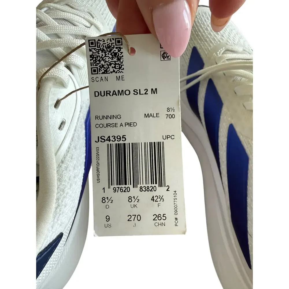 Adidas Duramo SL2 Running Shoes White Blue Men 9 Athletic Sneakers NWT